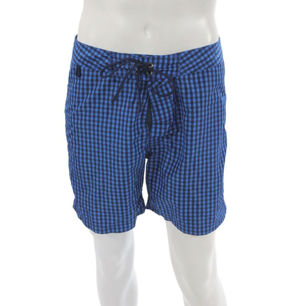 Sundek Mens Drawstring Plaid Lightweight Swim Trunks Blue Size 32